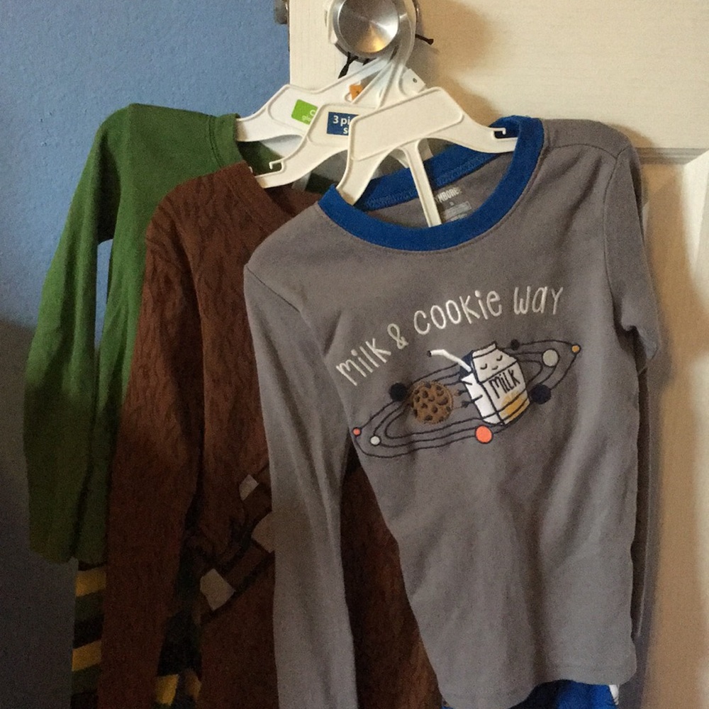 Set of 3 boys pajamas (two size 8, one size 5)